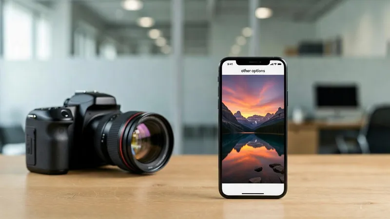 Cámara DSLR y smartphone
